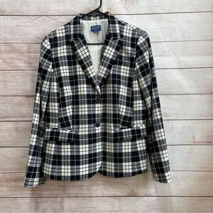 VINTAGE PENDLETON 100% WOOL BLAZER IN BLACK AND WHITE PLAID‎